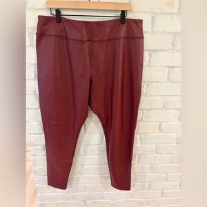 High-Waist Faux Leather Leggings - Burgundy
(B1)